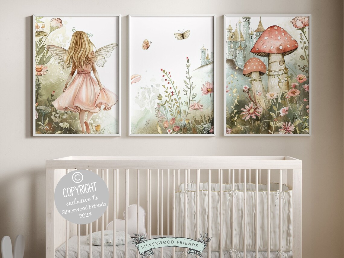 ORIGINAL Wildflower Fairy Garden Nursery Print Gift for Baby Girl Fairy ...