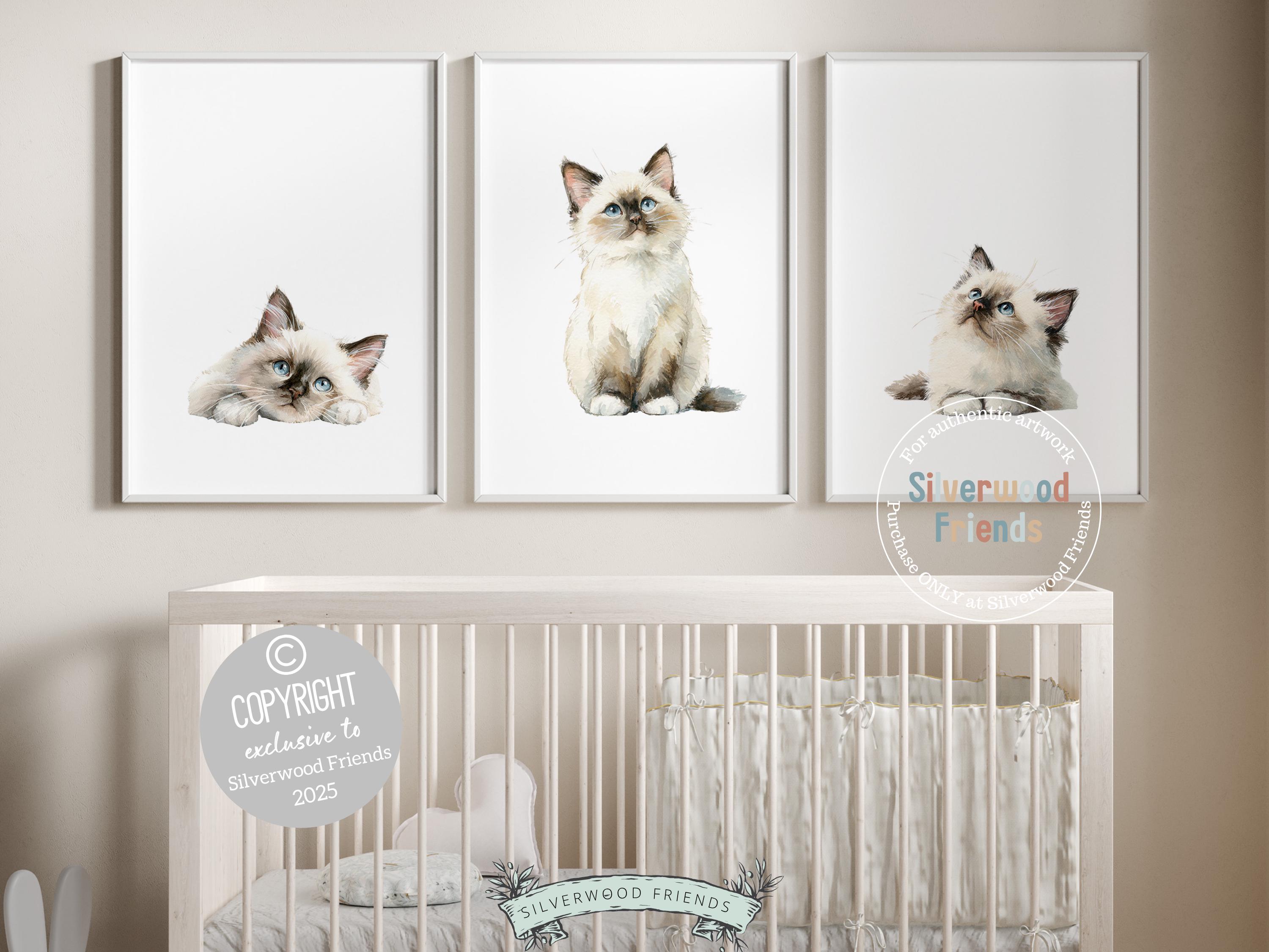 Ragdoll Cat Print Set of 3, Ragdoll Kitten Nursery Decor, Digital