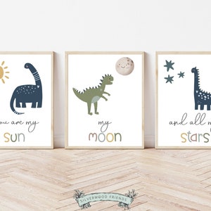 Du bist meine Sonne, mein Mond und alle meine Sterne Poster, Dinosaurier Kinderzimmer Dekor, Jungen Thema Zimmer Dekor Dino Poster Digitaldruck Bild 10