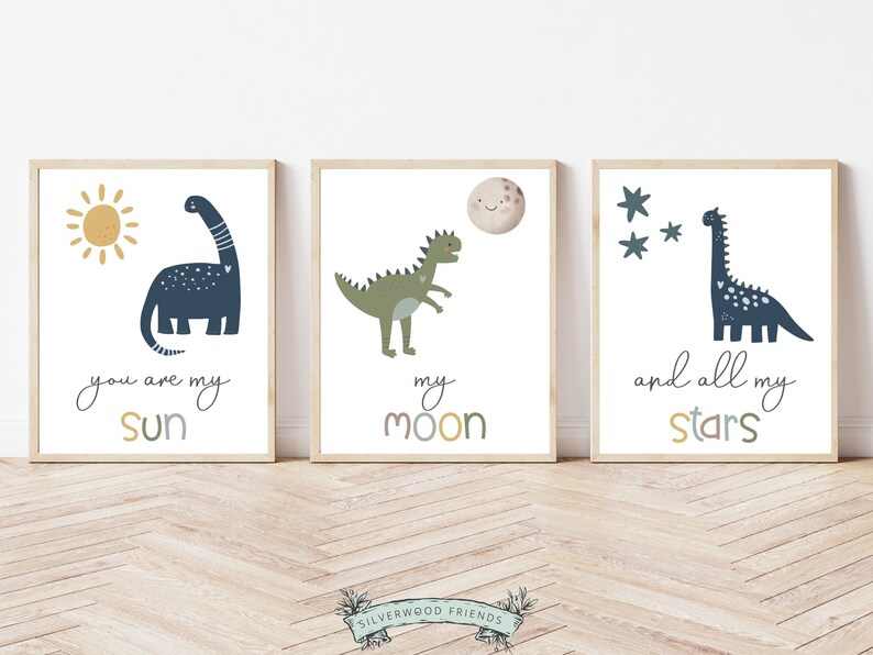 Du bist meine Sonne, mein Mond und alle meine Sterne Poster, Dinosaurier Kinderzimmer Dekor, Jungen Thema Zimmer Dekor Dino Poster Digitaldruck Bild 10