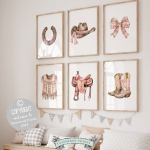 Cowgirl Nursery Prints, Cowgirl Nursery Decor, Baby Girl Western Nursery Decor, Girls Equestrian Horse Riding Nursery Wall Art Digital Print