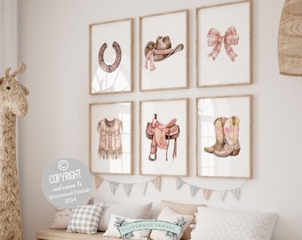 Cowgirl Nursery Prints, Cowgirl Nursery Decor, Baby Girl Western Nursery Decor, Girls Equestrian Horse Riding Nursery Wall Art Digital Print