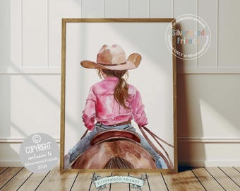 Cowgirl Horse Nursery Print, Cowgirl Horse Nursery Decor, Baby Girl Western Nursery Decor, Equestrian Nursery Wall Art Horse Digital Print