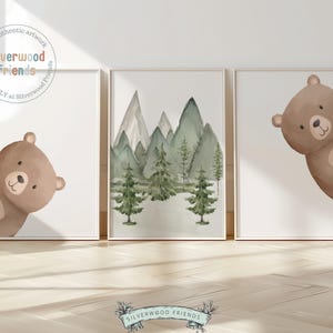 Bear Nursery Prints, Green Bear Nursery Decor Art, Woodland Nursery Decor, Woodland Nursery Print, Teddy Bear Nursery Wall Art Digital Print