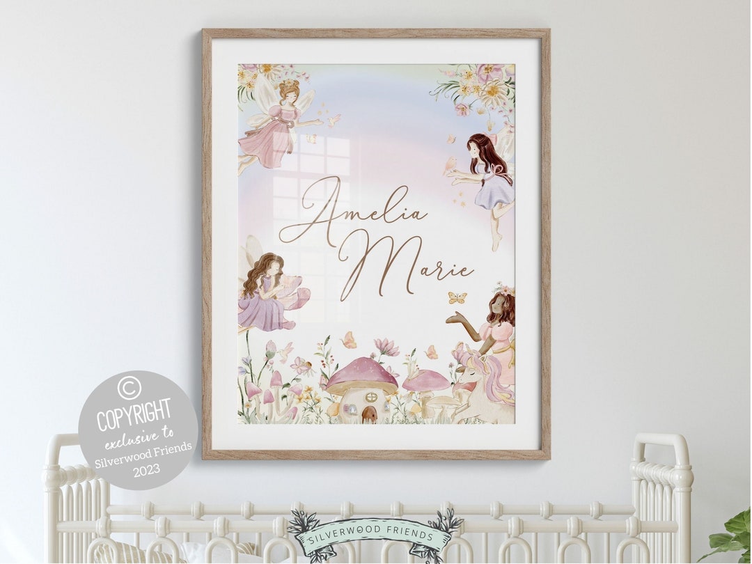 Wildflower Fairy Nursery Print, Fairy Nursery Decor, Fairies Nursery ...