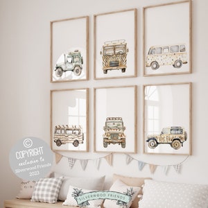 ORIGINAL Safari Car Nursery Print Gift For Baby Boy Safari Nursery Decor, Boys Toddler Jungle Nursery Decor, Transport Nursery Digital Print