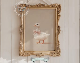 Pink Duck Nursery Print, Baby Girl Pink Duck Farm Nursery Decor, Girl Farm Nursery Wall Art, Farmhouse Duck Mudroom Wall Decor Digital Print
