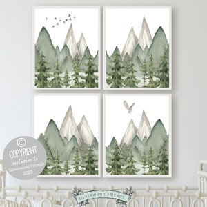 ORIGINAL Woodland Mountain Nursery Prints, Woodland Mountain Nursery Decor, Forest Nursery Wall Art, Kids Room Nature Nursery Digital Prints