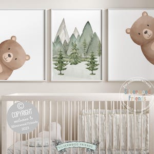 Peeking Bear Nursery Print, Peekaboo Bear Nursery Decor, Neutral Nursery Decor, Baby Bear Nursery Wall Art, Woodland Nursery Digital Prints