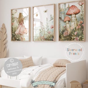 ORIGINAL Wildflower Fairy Garden Nursery Print Gift For Baby Girl Fairy Nursery Decor, Fairies Nursery Wall Art Toddler Room Digital Prints