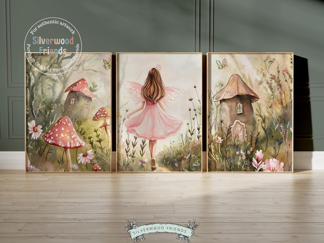 Whimsical Fairy Garden Nursery Prints, Gift for Baby Girl Fairy Nursery ...