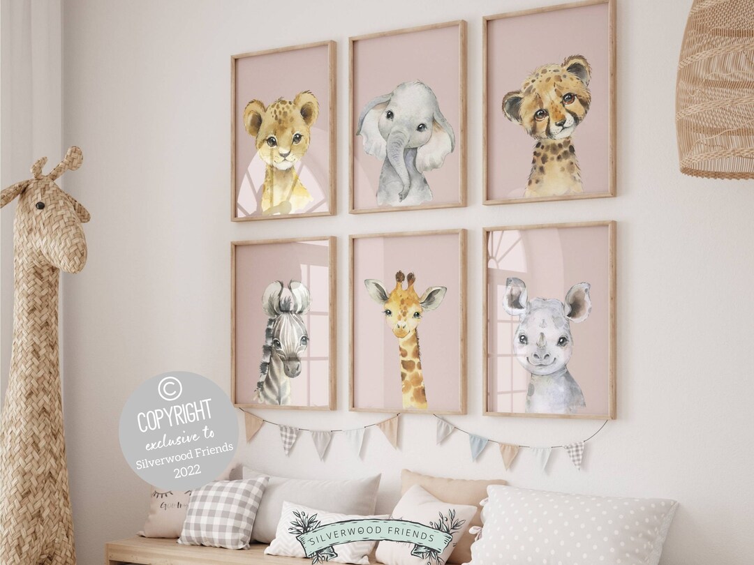 ORIGINAL Safari Animal Nursery Print Gift for Baby Girl Boho Safari ...