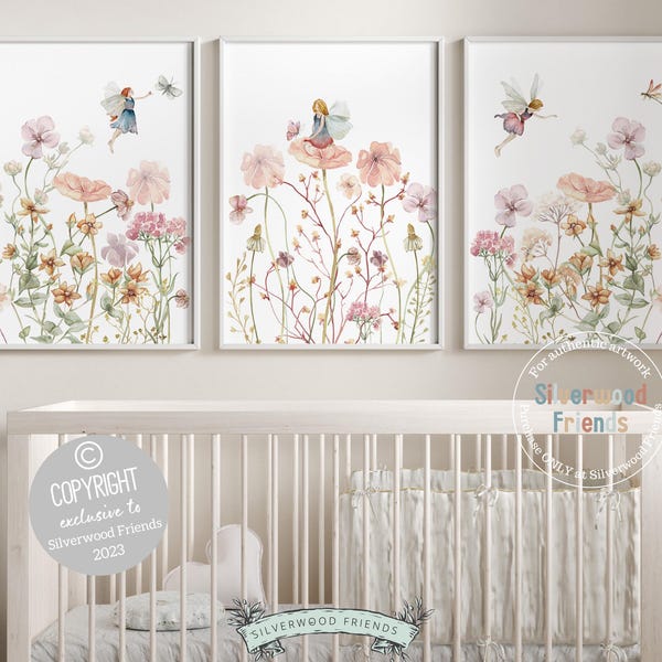 Wildflower Nursery Prints, Fairy Nursery Prints, Boho Nursery Wall Art, Meadow Flowers, Floral Botanical Print, Wild Flower Digital Prints