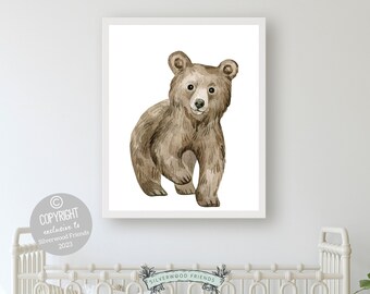 Baby Bear Nursery Print, Woodland Nursery Decor, Bear Nursery Decor, Woodland Nursery Wall Art Printable,Bear Baby Shower Gift Digital Print