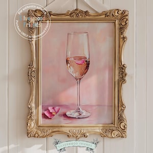 Cheers Art Print, Champagne Glass Print, Happy Hour Poster, Trendy Bar Cart Print, Celebration Wall Art, Pink Cocktail Party Digital Print