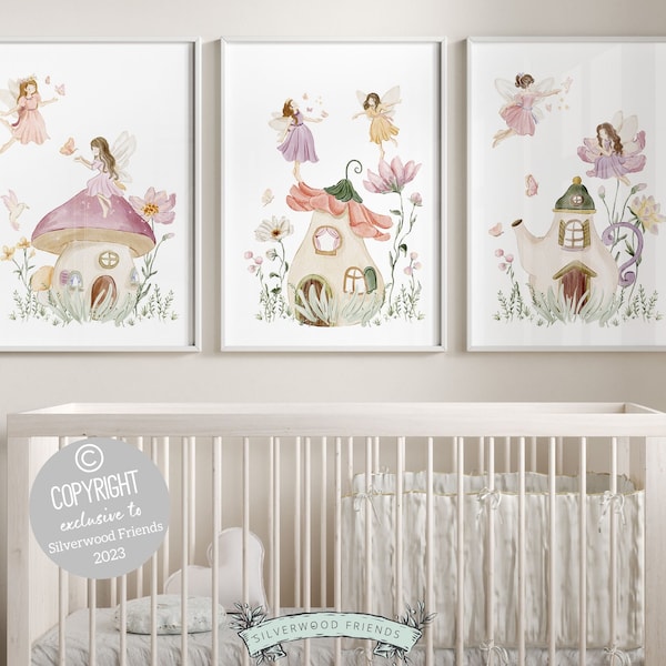 ORIGINAL Wildflower Fairy Nursery Print Gift For Baby Girl Fairy Nursery Decor, Fairies Nursery Wall Art Fairy Garden Digital Download Print