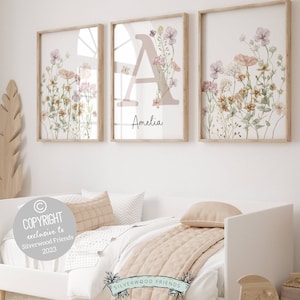 ORIGINAL Wildblumen Kinderzimmer Druck Geschenk für Baby Mädchen Wildblumen Kinderzimmer Dekor Blumen Kinderzimmer Wandkunst personalisierte Neugeborenen Geschenk digitale Kunst