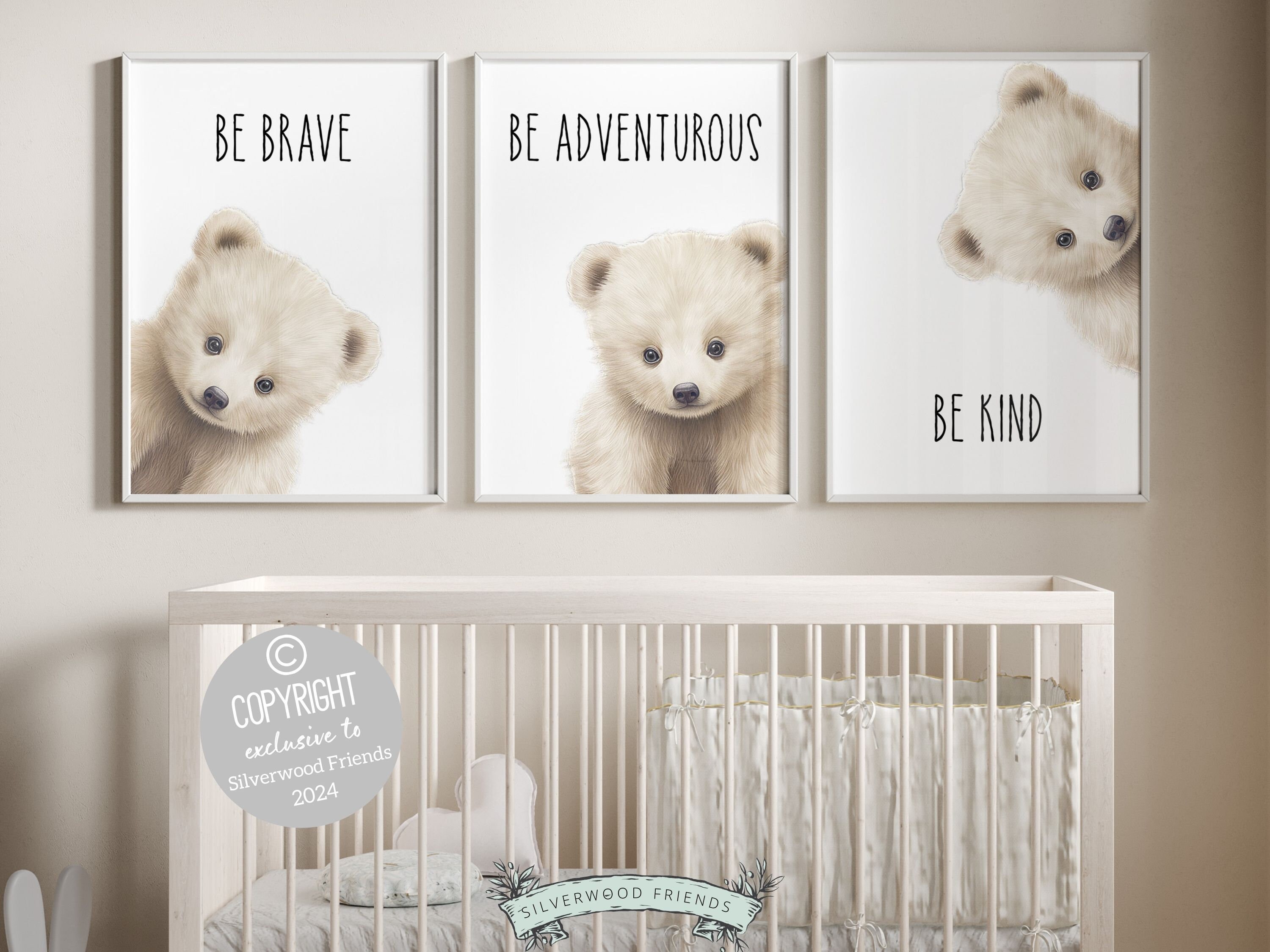 Peeking Bear Nursery Print Polar Bear Nursery Decor Neutral Woodland Nursery Decor Kids Room Polar Bear Nursery Wall Art Digital Prints Etsy