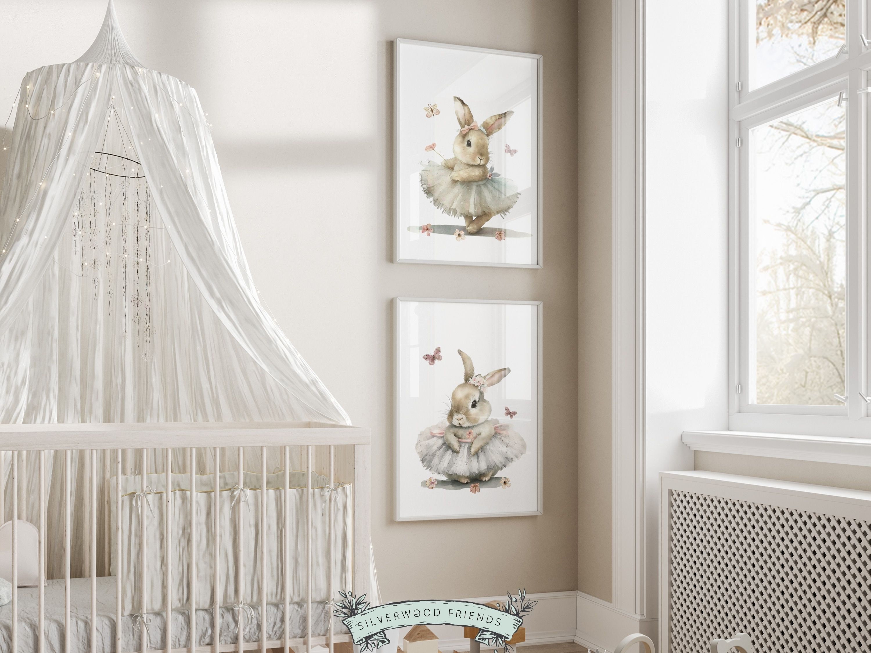 Bunny Nursery Prints, Bunny Nursery Wall Art, Wildflower Nursery Decor ...