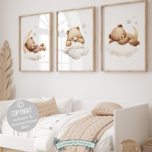 ORIGINAL Teddy Bär Poster, Teddy Bär Kinderzimmer Druck, Gender Neutral Braunbär Kindergarten Wand Kunst, Kinderzimmer Wand Deko Digitaldruck