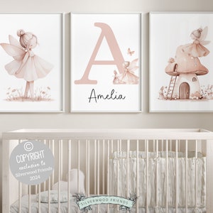 ORIGINAL Wildflower Fairy Nursery Print Gift For Baby Girl Pink Wildflower Fairy Nursery Decor, Fairy Garden Nursery Wall Art Digital Print