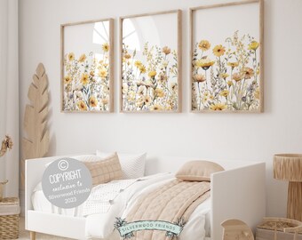 Wildflower Nursery Prints, Wildflower Nursery Decor, Boho Nursery Wall Art, Wild Flower Print, Baby Girl Boho Floral Nursery Digital Print