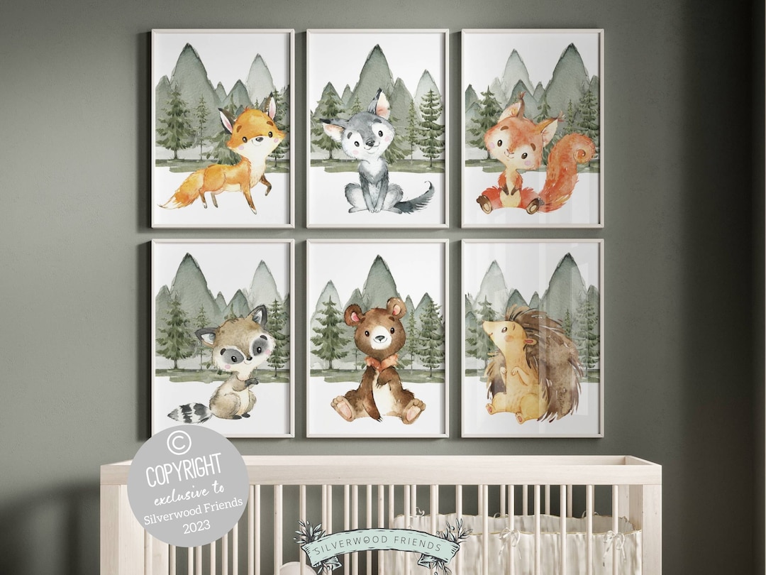 Woodland Baby Animal Nursery Prints, Baby Forest Animal Nursery Decor ...