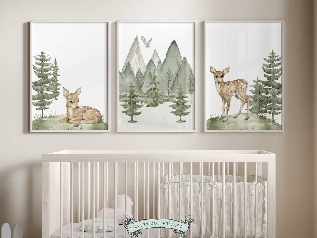 Baby Deer Nursery Prints, Deer Nursery Decor, Woodland Nursery Decor