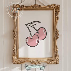 Pink Cherry Print, Cowgirl Coquette Print, Cherry Wall Art, Bar Cart Art, Coquette Room Decor,Teen Girl Western Dopamine Decor Digital Print