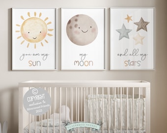 You Are My Sun My Moon And All My Stars Boho Nursery Prints, Gender Neutral Nursery Above Crib Decor, Playroom Artwork, Printable Wall Art