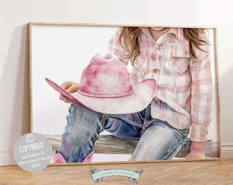 Cowgirl Nursery Print, Cowgirl Nursery Decor, Baby Girl Western Nursery Decor, Girl Horse Riding Picture, Country Girl Nursery Digital Print