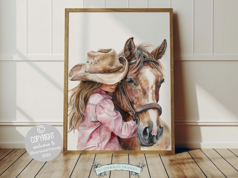 Cowgirl Print, Cowgirl Nursery Decor, Trendy Pink Western Decor, Girls