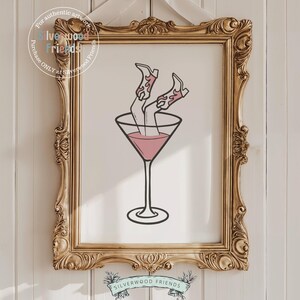 Pink Martini Print, Cowgirl Boots Print, Martini Poster, Bar Cart Art, Coquette Room Decor, Teen Girl Western Dopamine Decor Digital Print