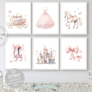 Baby Girls Princess Nursery Prints, Fairy Tale Nursery Decor, Fairytale Nursery Wall Art, Girls Princess Bedroom Wall Decor Digital Prints