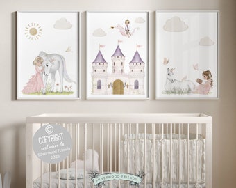 ORIGINAL Princess Nursery Print Gift For Baby Girl Fairytale Nursery Decor, Girl Room Wall Decor Fairy Tale Unicorn Bedroom Digital Prints