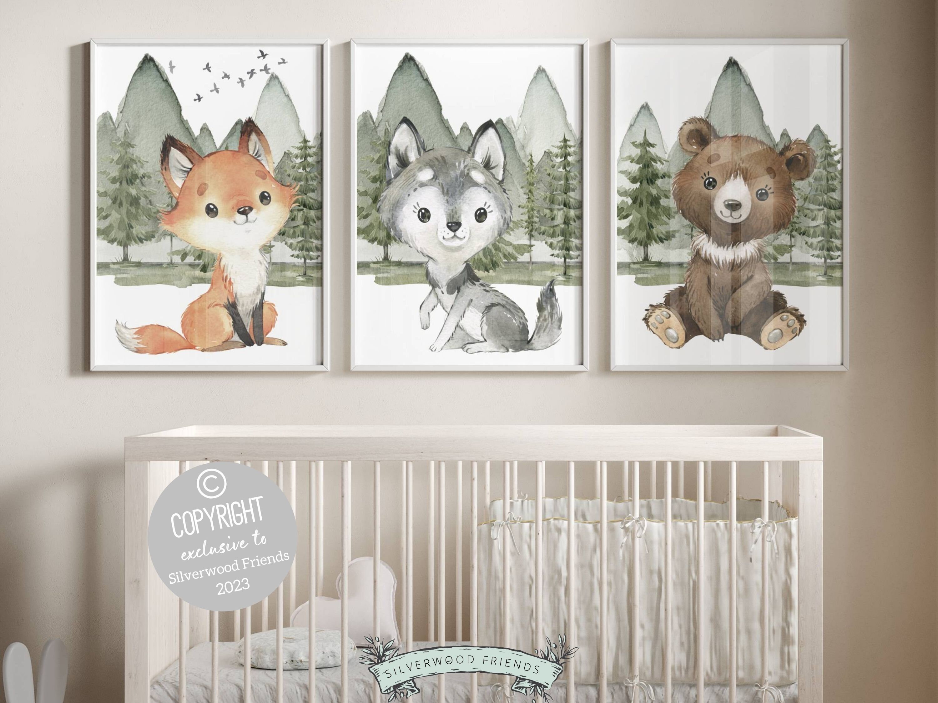 Woodland Nursery Animal Prints, Baby Boy Nursery Prints, Wolf Bear Fox Print,  Woodland Nursery Decor, Mountain Forest Nursery Digital Prints -  Canada