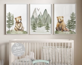 Baby Bear Nursery Print, Bear Nursery Decor, Mountain Nursery Decor, Forest  Bear Nursery Wall Art, Woodland Nursery Decor, Woodsy Nature Art