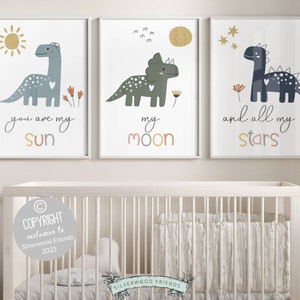 You Are My Sun My Moon And All My Stars Dinosaur Nursery Prints, Boy Dinosaur Nursery Decor, Boy Dino Toddler Room Wall Decor, Digital Print