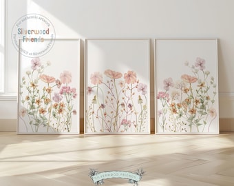 ORIGINAL Wildflower Nursery Print Gift For Baby Girl Wildflower Nursery Decor Pink Wildflower Meadow Nursery Wall Art Digital Download Print