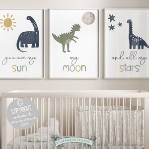 Du bist meine Sonne, mein Mond und alle meine Sterne Poster, Dinosaurier Kinderzimmer Dekor, Jungen Thema Zimmer Dekor Dino Poster Digitaldruck Bild 2