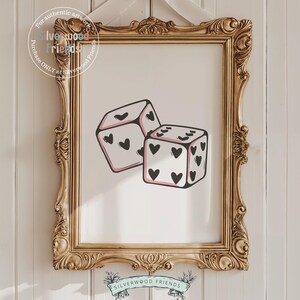 Pink Dice Print, Girly Wall Art, Minimalist Casino Party Decor, Funky Home Decor, Coquette Room Decor,Dorm Room Dopamine Decor Digital Print