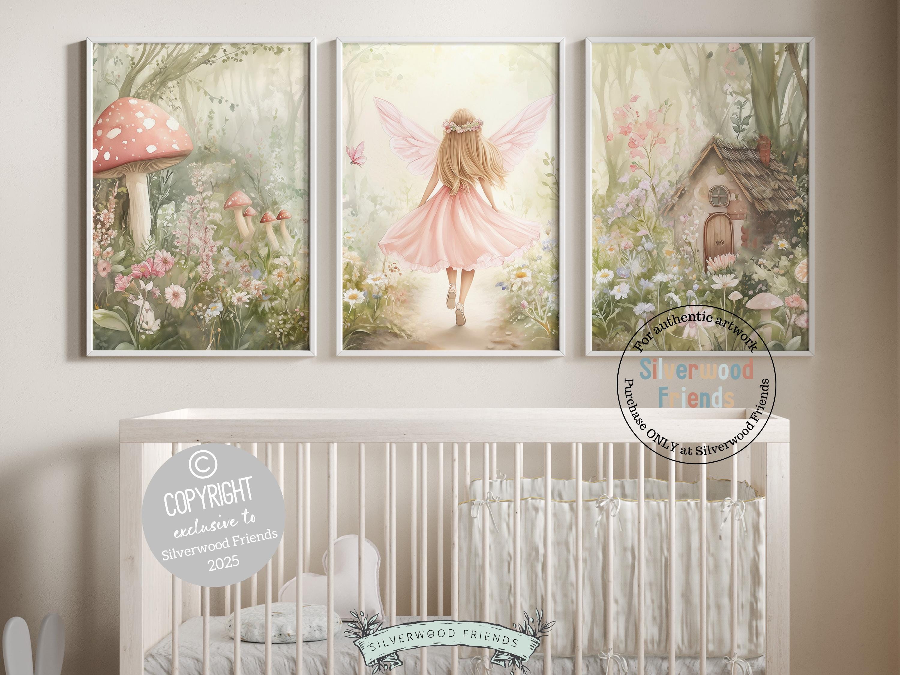 Wildflower Fairy Garden Nursery Prints, Baby Girl Woodland Forest Fairy ...