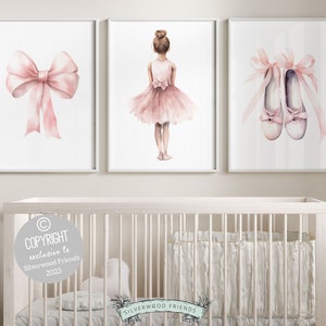 Ballet Nursery Wall Art, Ballerina Nursery Decor, Baby Girls Pink Ballet Nursery Prints, Pink Girl's Room Ballet Dancer Decor Digital Print