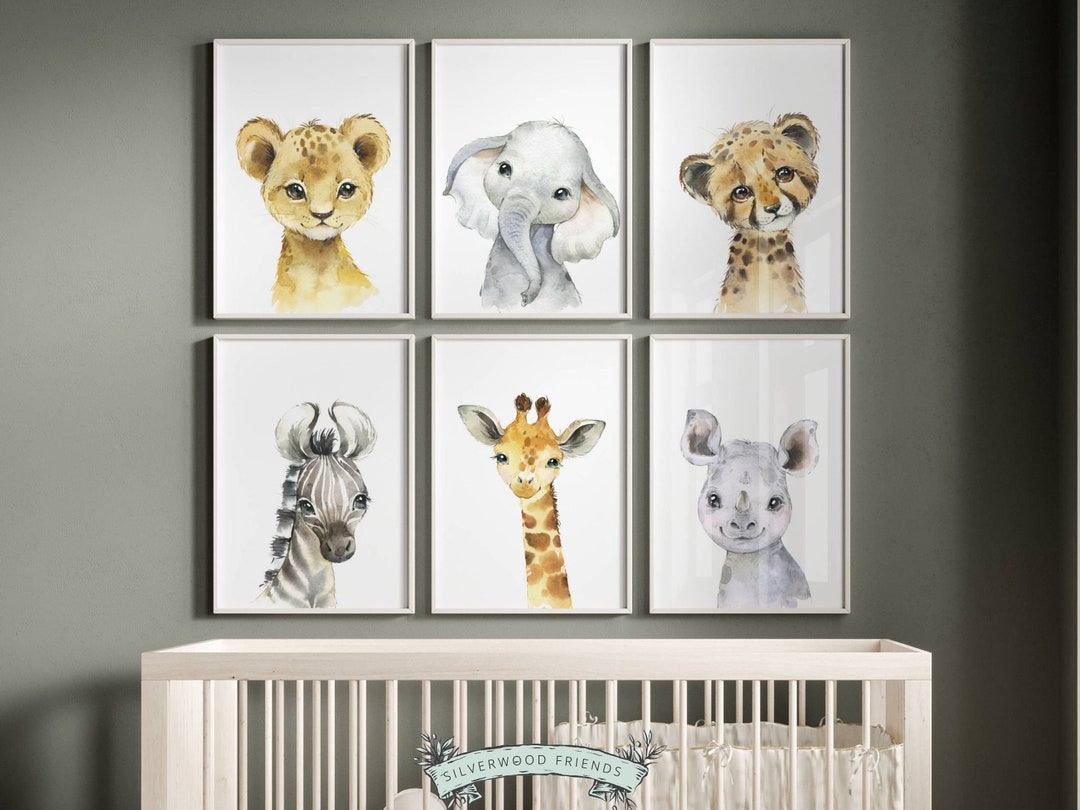 Baby Jungle Animal Nursery Wall Art Decor Prints, Boho Jungle Nursery ...