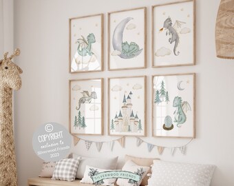ORIGINAL Baby Dragon Nursery Print Gift For Baby Boys Dragon Nursery Decor, Nursery Wall Art, Dragon Baby Shower Gift Digital Download Print