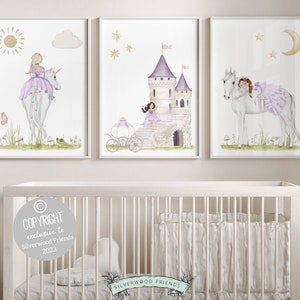 ORIGINAL Fairytale Horse Nursery Print Gift For Baby Girl Horse Nursery Decor, Purple Girl Room Wall Decor Princess Fairytale Digital Print