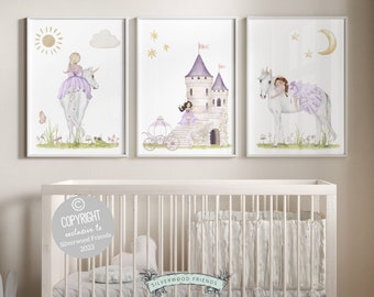 ORIGINAL Fairytale Horse Nursery Print Gift For Baby Girl Horse Nursery Decor, Purple Girl Room Wall Decor Princess Fairytale Digital Print