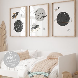 ORIGINAL Outer Space Nursery Print Gift For Toddler Boy Astronaut Nursery Decor, Baby Boys Rocket Bedroom Nursery Wall Art Digital Prints