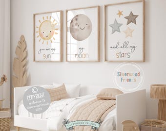 ORIGINAL You Are My Sun My Moon And All My Stars Nursery Print, Gender Neutral Newborn Gift Above Crib Decor, Sun Moon Nursery Digital Print