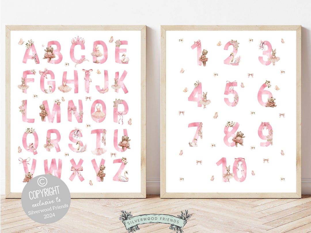 Pink Ballerina Alphabet Nursery Poster Print, Ballet Alphabet Number ...